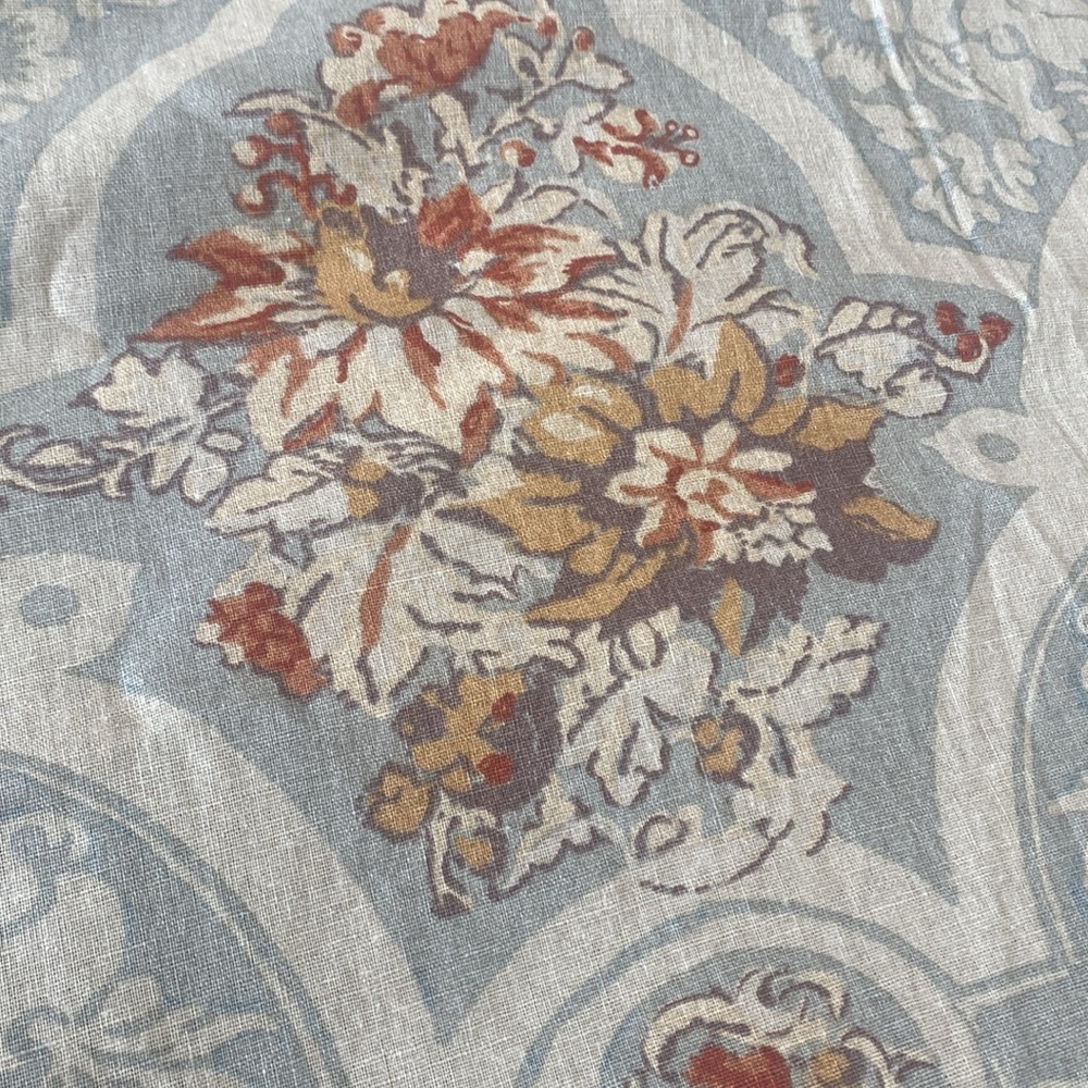 Pottery Barn Blue and Gold Floral Duvet Cover
